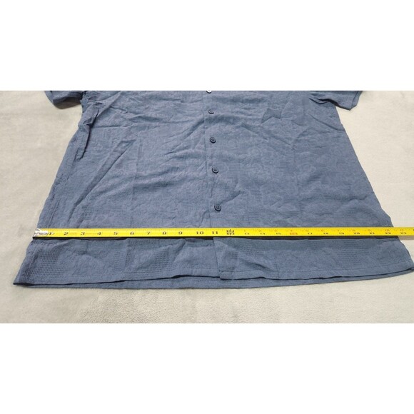 The Commons Men's Large Navy Jacquard Floral Camp Collar Short Sleeve Shirt NWT - Picture 10 of 10